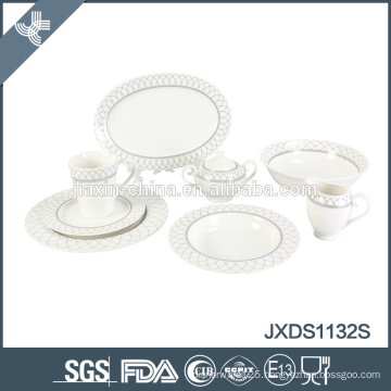 Round porcelain dinner set, gold line or sliver rim design dinner set for 2015